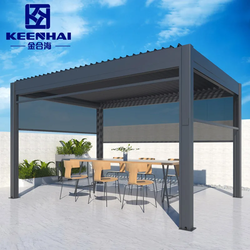 Modern Luxury Bioclimatic Pergola Kit with Motorized Louver Aluminum Frame and Pe Material Arbour and Arch Design for Outdoor