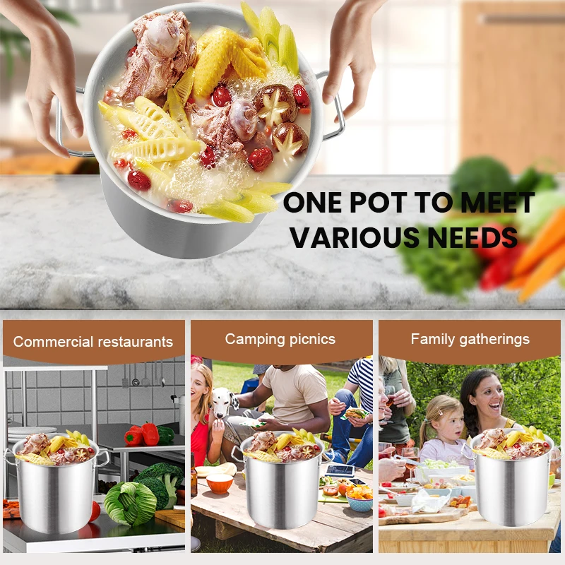 DaoSheng Restaurant Big Pot Commercial Cooking pot 21 25 31 Liter 3-layer Bottom Stainless Steel Stock Pot