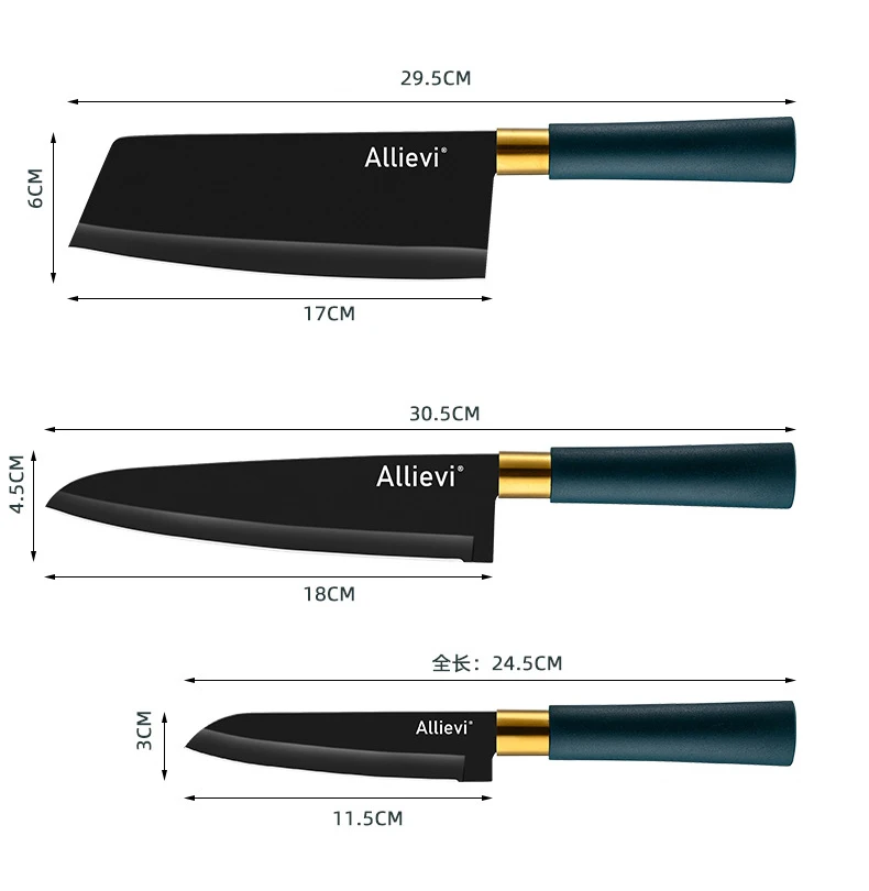Набор кухонных ножей LT028 из нержавеющей стали комплект 3 антипригарных лезвий для фруктов