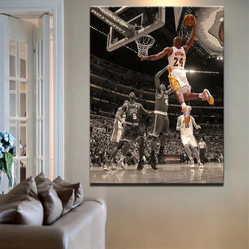 Kobe Bryant Posters Dunk Sport Basketball Wall Art Decor for Home Living Room Bedroom Tableau Pictures Prints Canvas Paintings