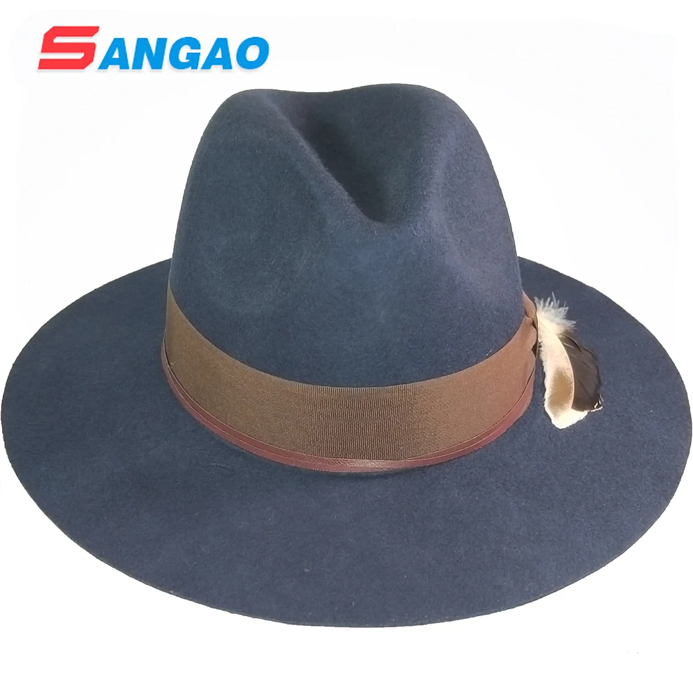 Wholesale New warm wool sombrero hat fedora flat brim fashion in 2024-2025