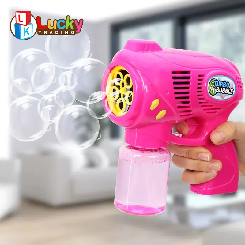 New Arrival Outdoor Toys Bubbles Blaster Blower Battery Operated Bubble Gun with Bottle Solutions for Kids Outdoor Summer Toys (1600466244946)