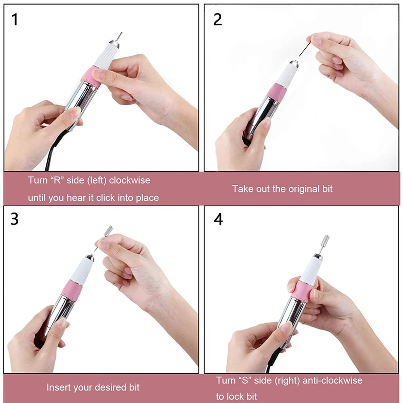 Mini Portable 30000 rpm pink Manicure Pedicure Rechargeable Electric Efile Nail Drill for Acrylic Nails