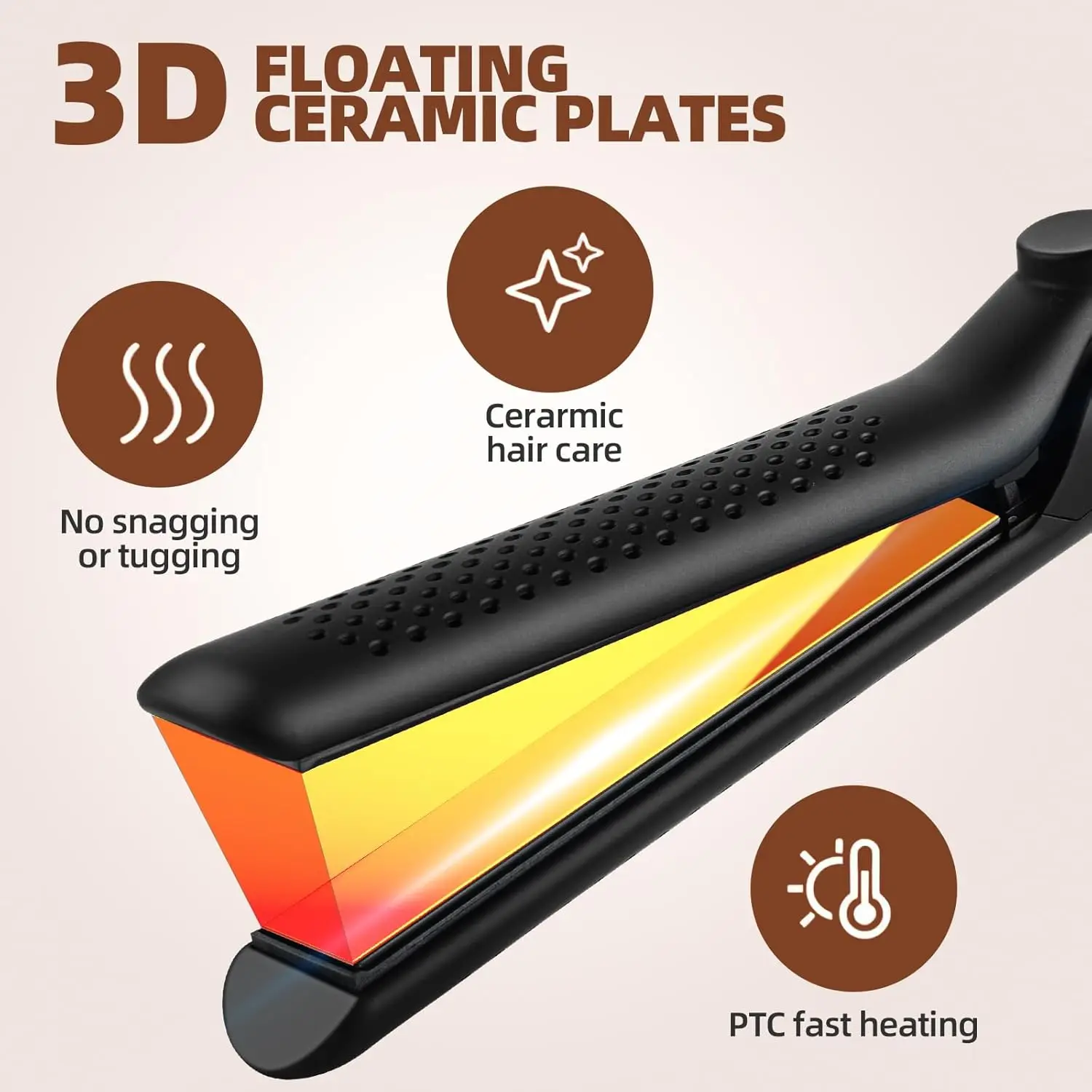 360 Airflow Cooling Air Vents Styler Professional 2 in 1 Curling Iron and Straightener with Ionic Airflow ceramic Flat Iron