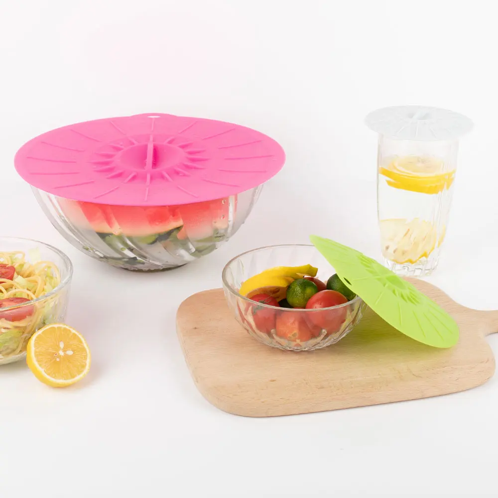 Silicone Lids Microwave Splatter Cover fits Cups Bowls Plates Reusable Heat Resistant Food Suction Lids