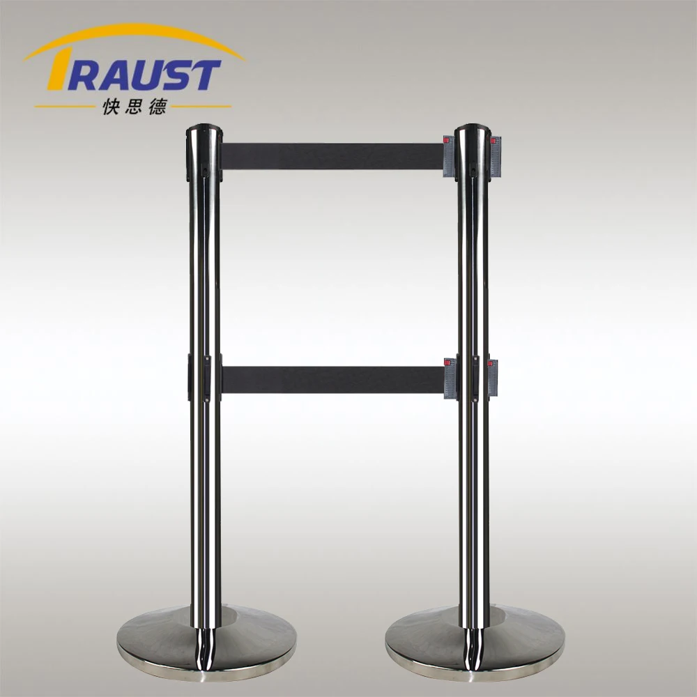 Traust airport stainless steel crowd control concrete public guidance system queue pole retractable belt barrier post stanchions
