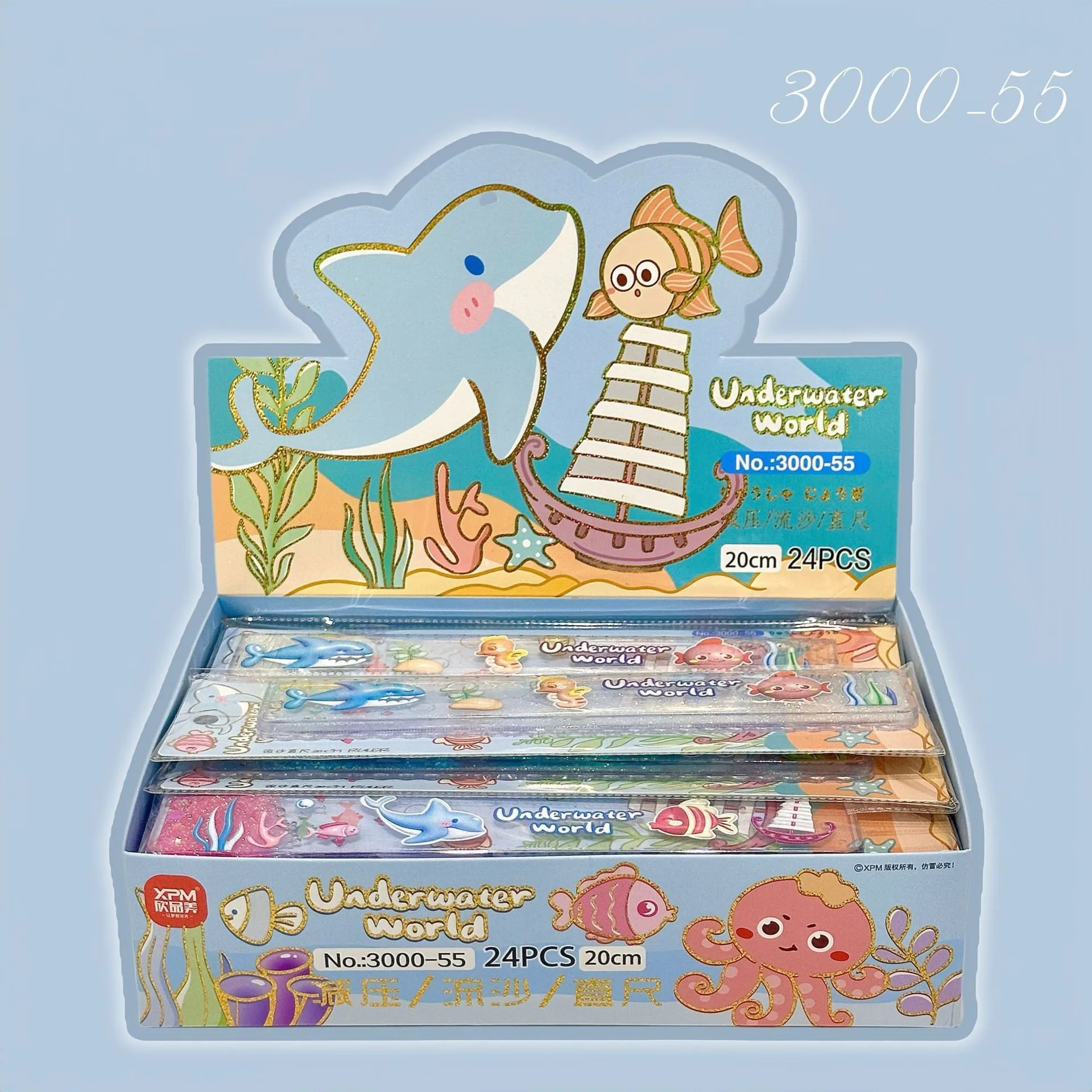 Cute Capybara Cat liquid acrylic plastic cute cartoon animal quicksand glitter straight ruler 20cm