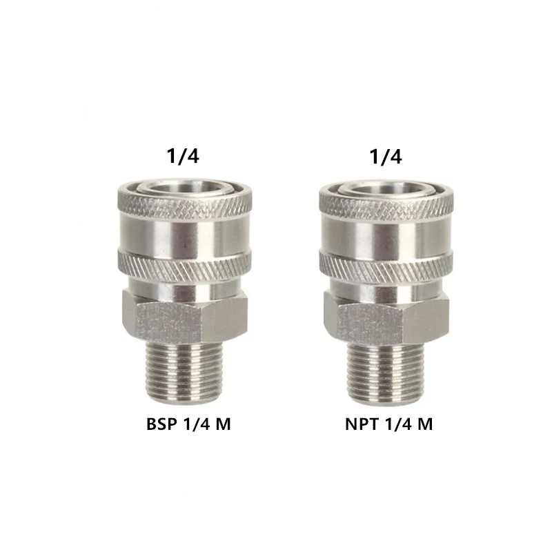 High Pressure Stainless Steel 1/4 Quick Socket Coupling Fitting,1/4 BSP male and 1/4 NPT male