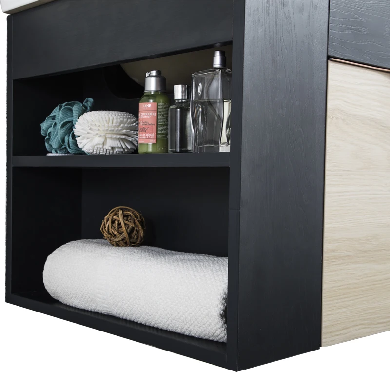 Modern Bath Waterproof LED Mirror Wooden Wall Mounted Bathroom Vanity Bathroom Cabinets With Basin