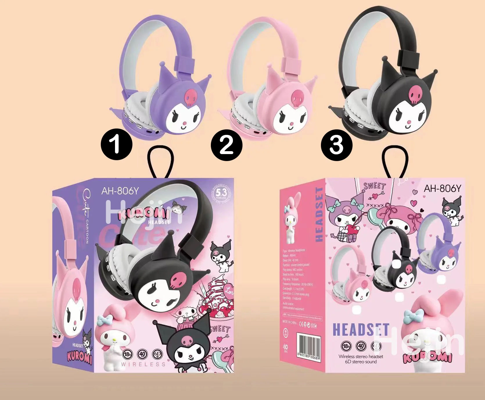 2024 wholesale hot selling new headphones cute cartoon kt cat head-mounted bluetooth headphones game in-ear headphones