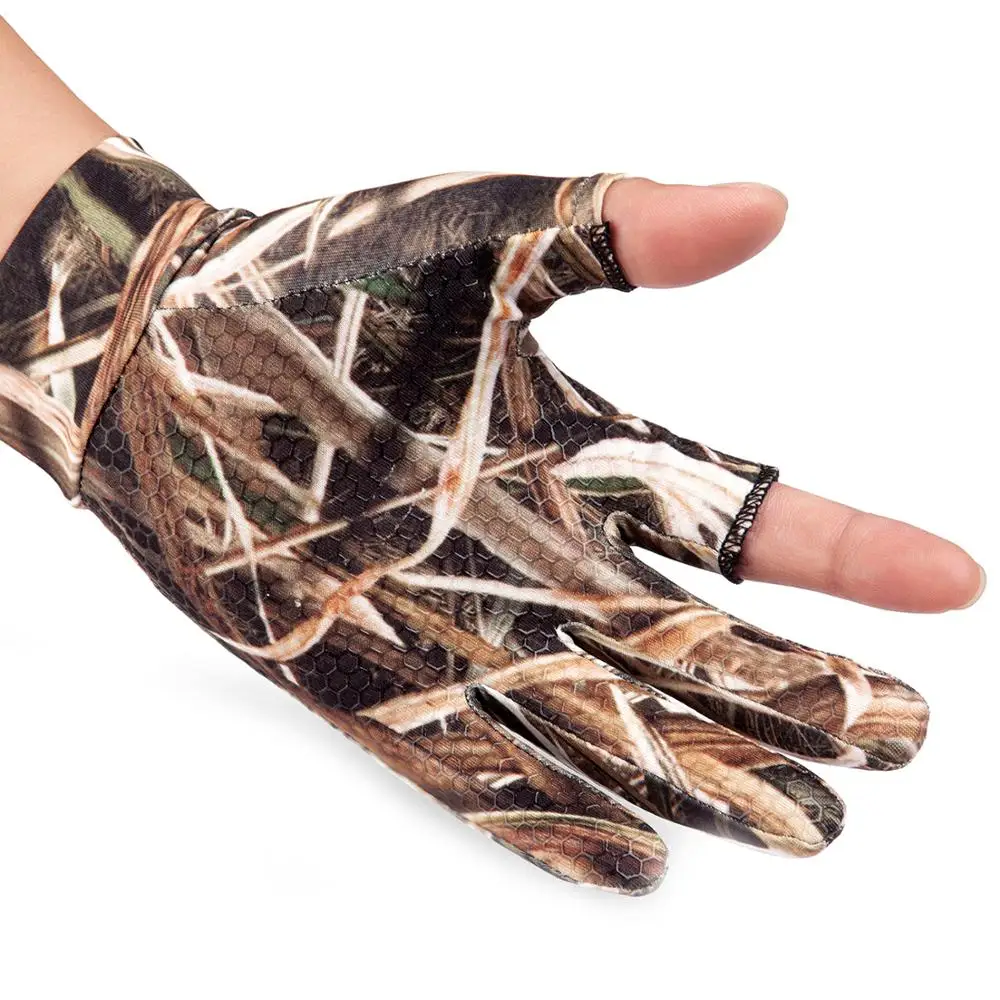 2020 new style fishing gloves men women sun UV protection fingerless camo camou 2 cut fingers cycling gloves breathable