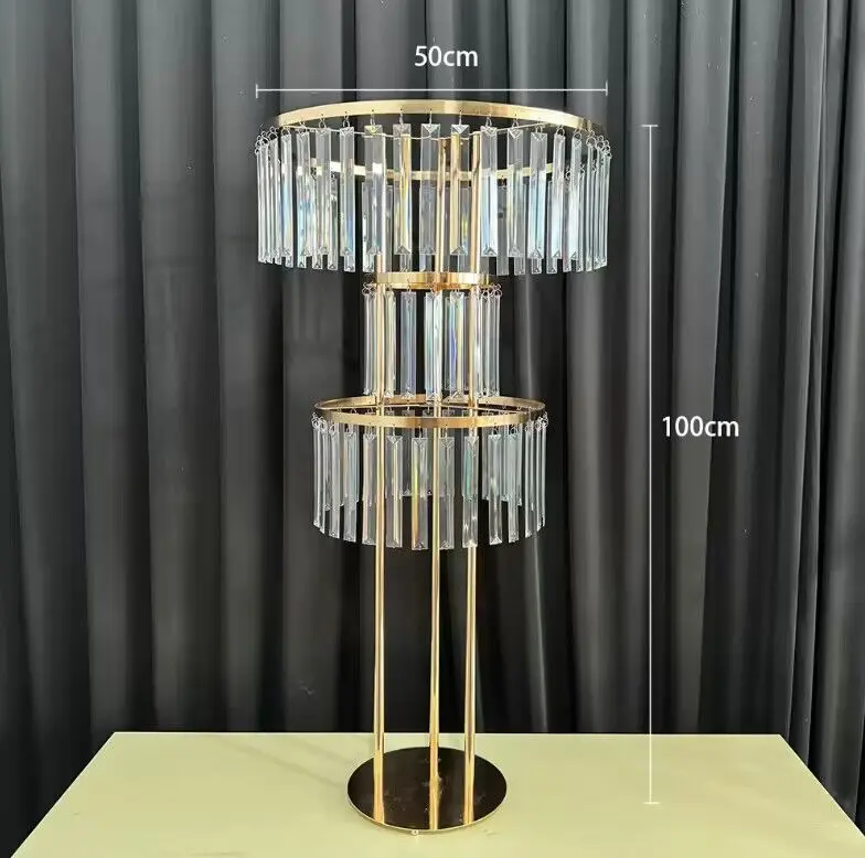 Luxury Wedding Props Flower Arrangement Crystal Pendant Runway Road Lead Stage Center Stand