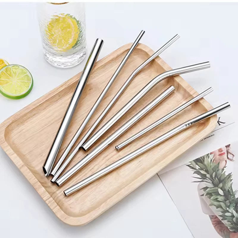 Reusable Straw Set Coffee Beverage Drinking Pipette 304 Stainless Steel Metal Straw