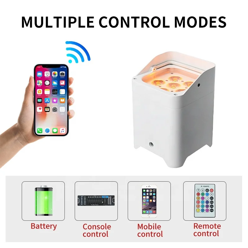 Wholesale DMX  Battery 6 Pcs 18w RGBWA UV 6in1 LED Uplight Par Light For Wedding Restaurant Hotel Decoration