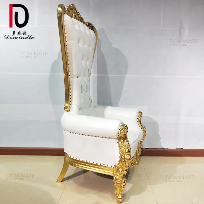 Factory direct sale king throne wooden frame gold events bridal chairs for wedding