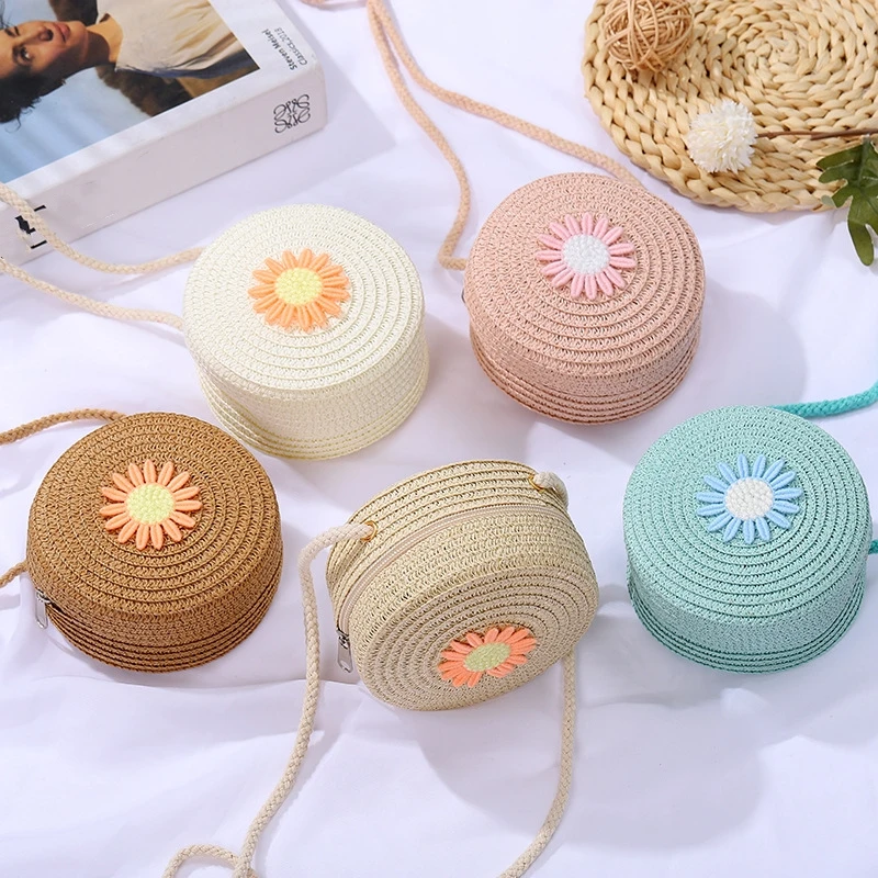 Летняя популярная соломенная круглая сумка с кисточками пляжная для девочек тканая Детская