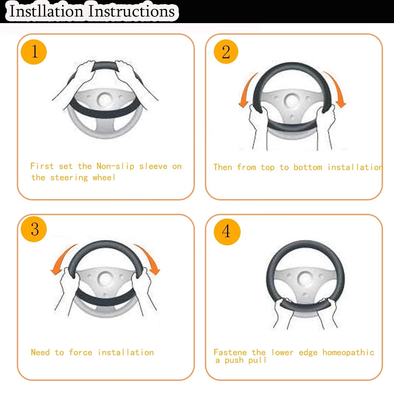 Steering Wheel Cover Carbon Fiber/Leather Car Steering Wheel Cover Breathable Anti-Slip Odorless Universal Fit 15 Inch