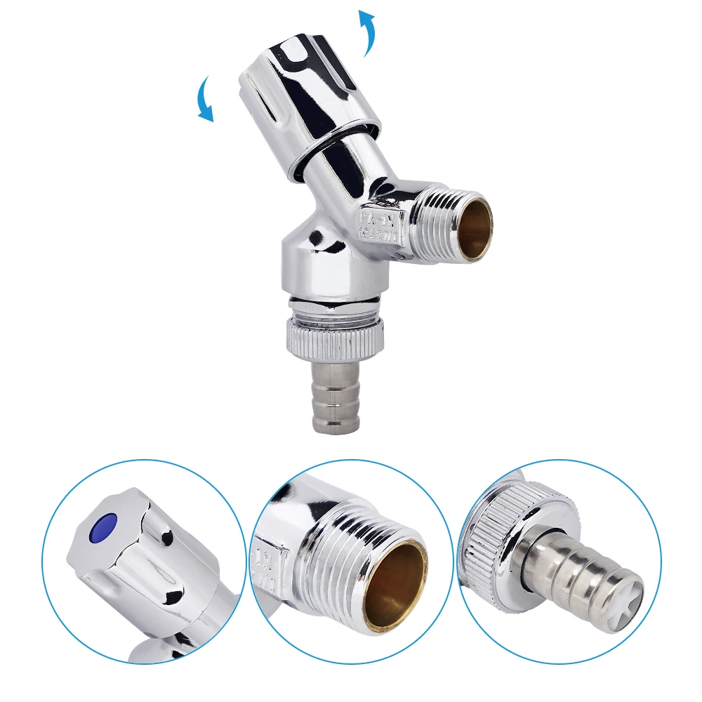 GUIDA 625010 Faucet Accessories 1/2X3/4 Inch Chromed Plated Brass Water Stop Valve With  ABS 90 Degree Handle