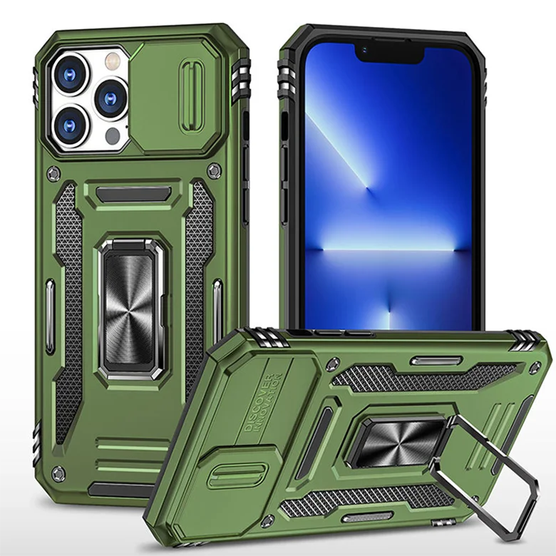 Shockproof Bracket Ring Holder Car Magnetic Armor Case For iPhone 14 13 Pro Max 12 11 Phone Case Back Cover
