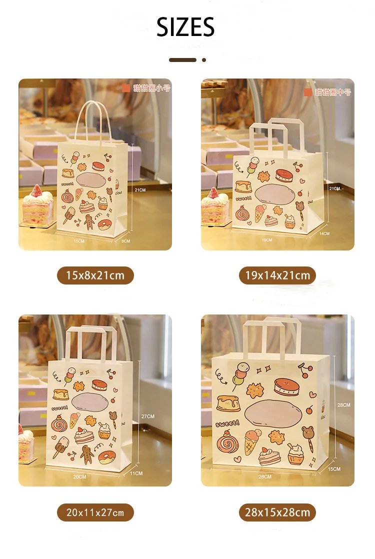 Recycled Restaurant bakery Food Takeaway white brown kraft paper bag food shopping bag custom gift bags with twisted handles