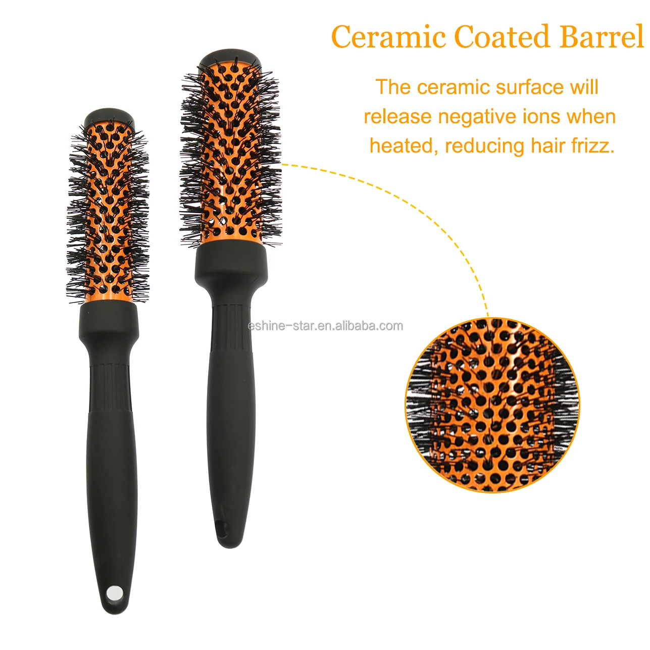 Professional Nano Thermal Ceramic Round Barrel Heat-Resistant Round Hair Brush