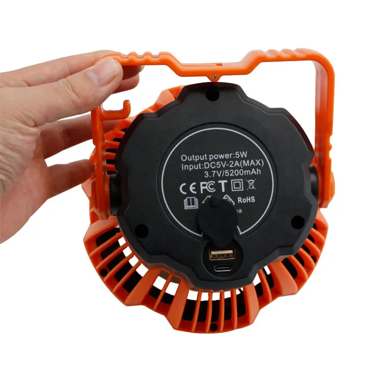 Cool&Brightness LED Portable power bank fan Indoor/outdoor Electric fan with mini Light camping fan light for tent hiking