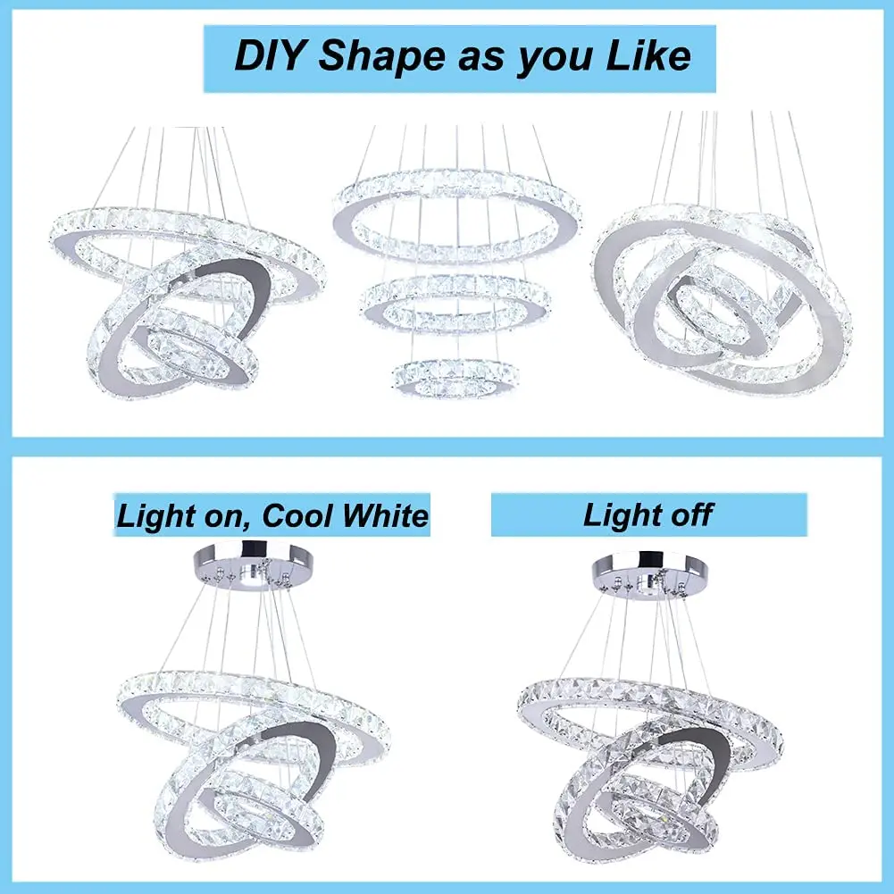 Modern Design Clear glass Staircase Pendant Lamp LED crystal Chandelier Hotel Home Decoration annular pendant lamps