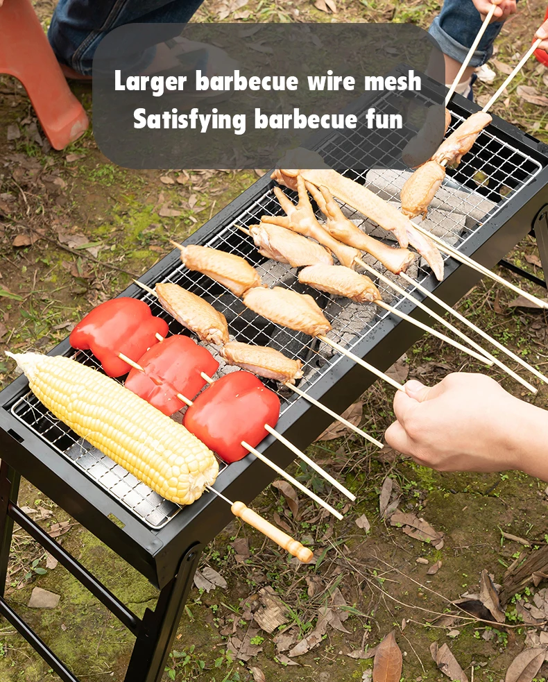 Portable Charcoal Barbecue Grill Stainless Steel Outdoor Backyard Folding Stove Smokeless Charcoal Barbecue Camping Grill