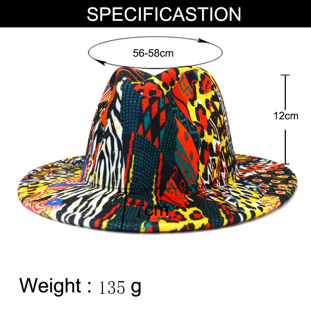 Double-sided Color Matching Jazz Hat Wholesale Leopard Print Wool Felt Fedora Hats