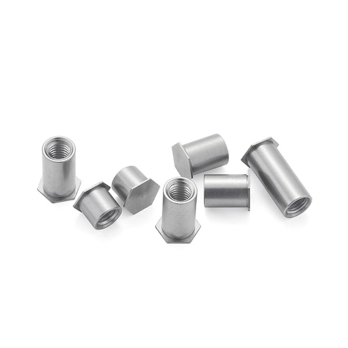 BSOS M4-12 Polished Stainless Steel Zinc-Plated Standoff Nuts Custom Threaded Hole Self-Clinching Metric Rivet Nut Hex Nut