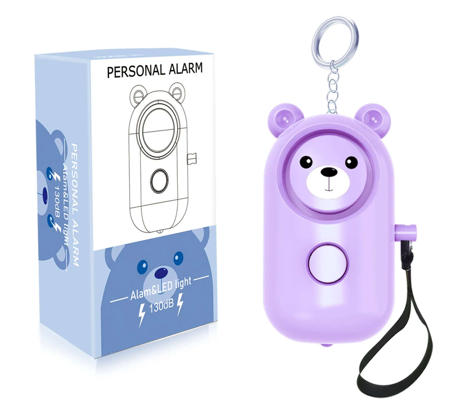 Security Alarm Keychain with LED Light for Women Kids and Elders