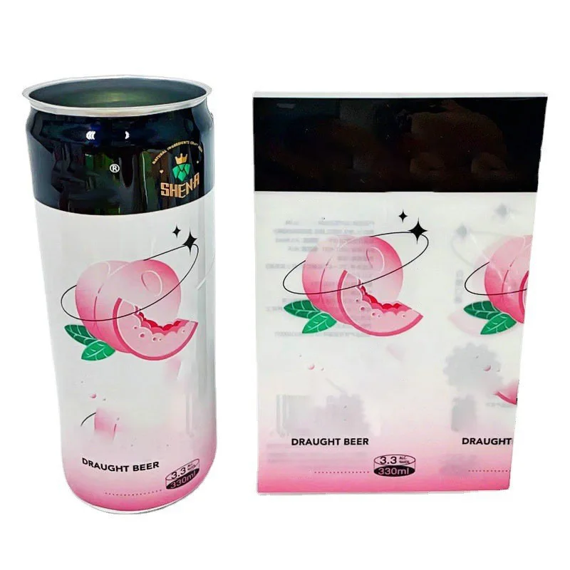 Custom Printing Beer Can Bottle Labels Packaging Shrink Synthetic Paper Matte Effect Waterproof Sticker Sleeve Bottle Can Label