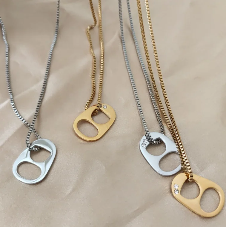 Soda Can Tab Necklace Sarah Cameron Inspired Outer Banks necklace stainless steel Gold Silver Necklace for Girls