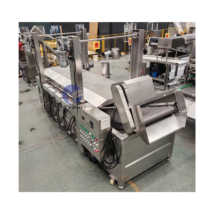Advanced Industrial Use 200kgh Continuous French Fries Plantain Chips Chicken Wings Frying Machine For Sale