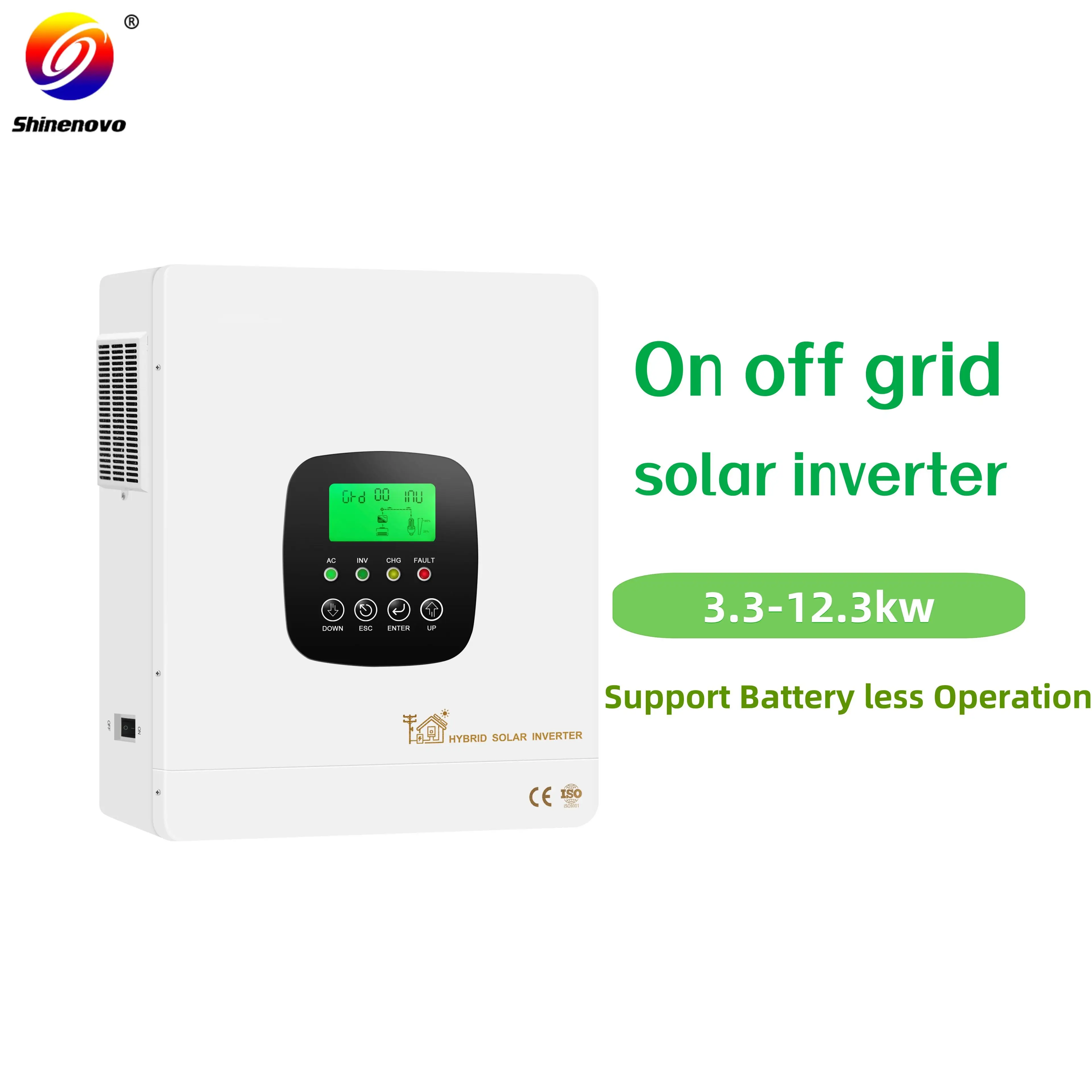 On Off Grid 6000 watt 6.2kw 50hz60hz 48v to  220v built-in MPPT solar controller power energy hybrid solar inverter