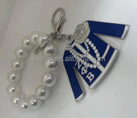 Pink Green Delta ZPB SGRho Chi Eta JJ Sorority Enamel Coated Pearl Keychain Brooch Gifts Sisterhood Pin Jewelry