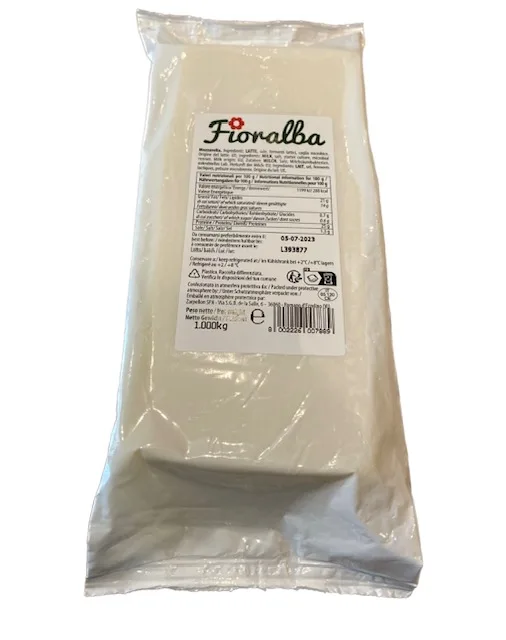 Zarpellon Brand 42C1008FA Milk Salt Milk Ferments Microbial Rennet Raw Material Hard Mozzarella Block 1 Kg White Fresh Cheese