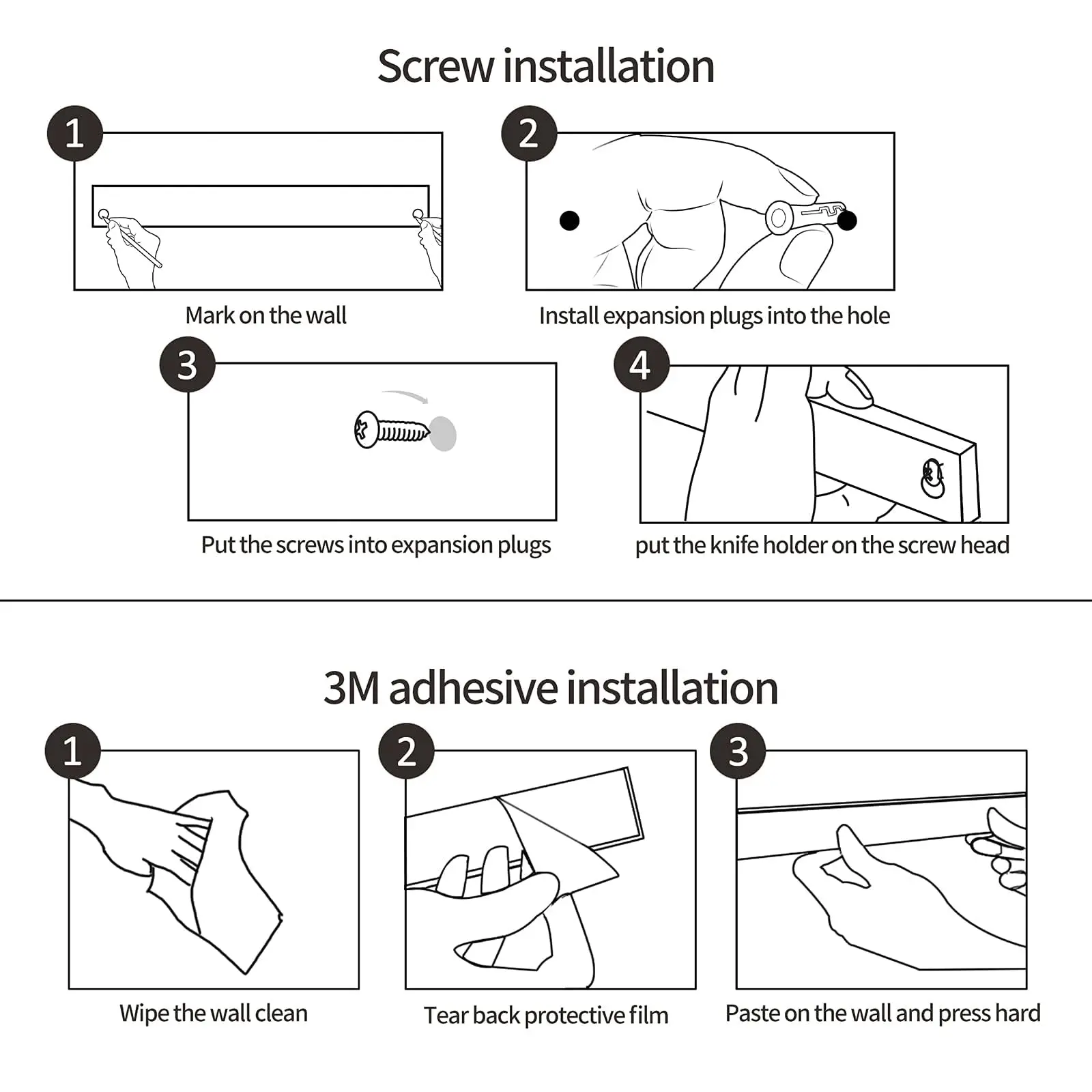 Stainless Steel Magnetic Knife Bar Block Magnet Strong and Secure Magnetic Knife Rack for Metal Kitchen Utensils Wall