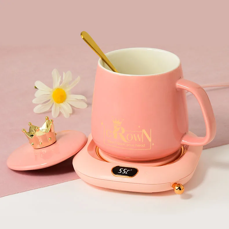 new design 55 degree thermostat cup set creative ceramic coffee mug warmer cup cute pink mugs with logo tea cup for wedding gift