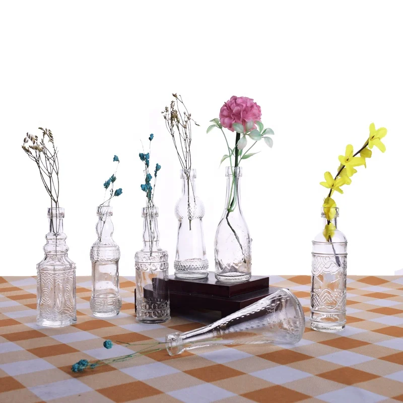 Уникальная стеклянная мини-ваза для бутонов, Настольная Маленькая ваза для цветов, домашний декор
