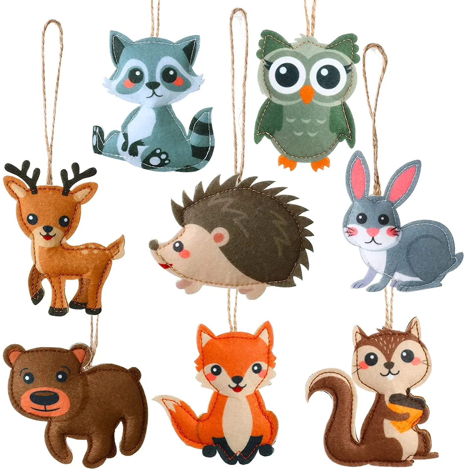 Woodland felt Stuffed animals Handmade Educational toys Felt forest animals Felt animal ornament