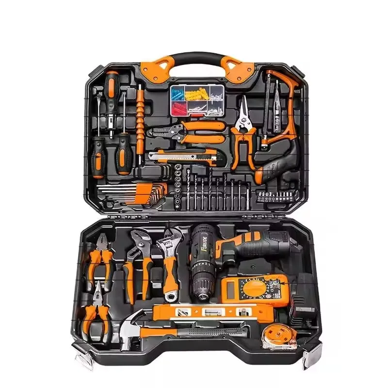 120 pieces two battery Lithium battery power tool Hand drill combination tool box  Household hardware tool set
