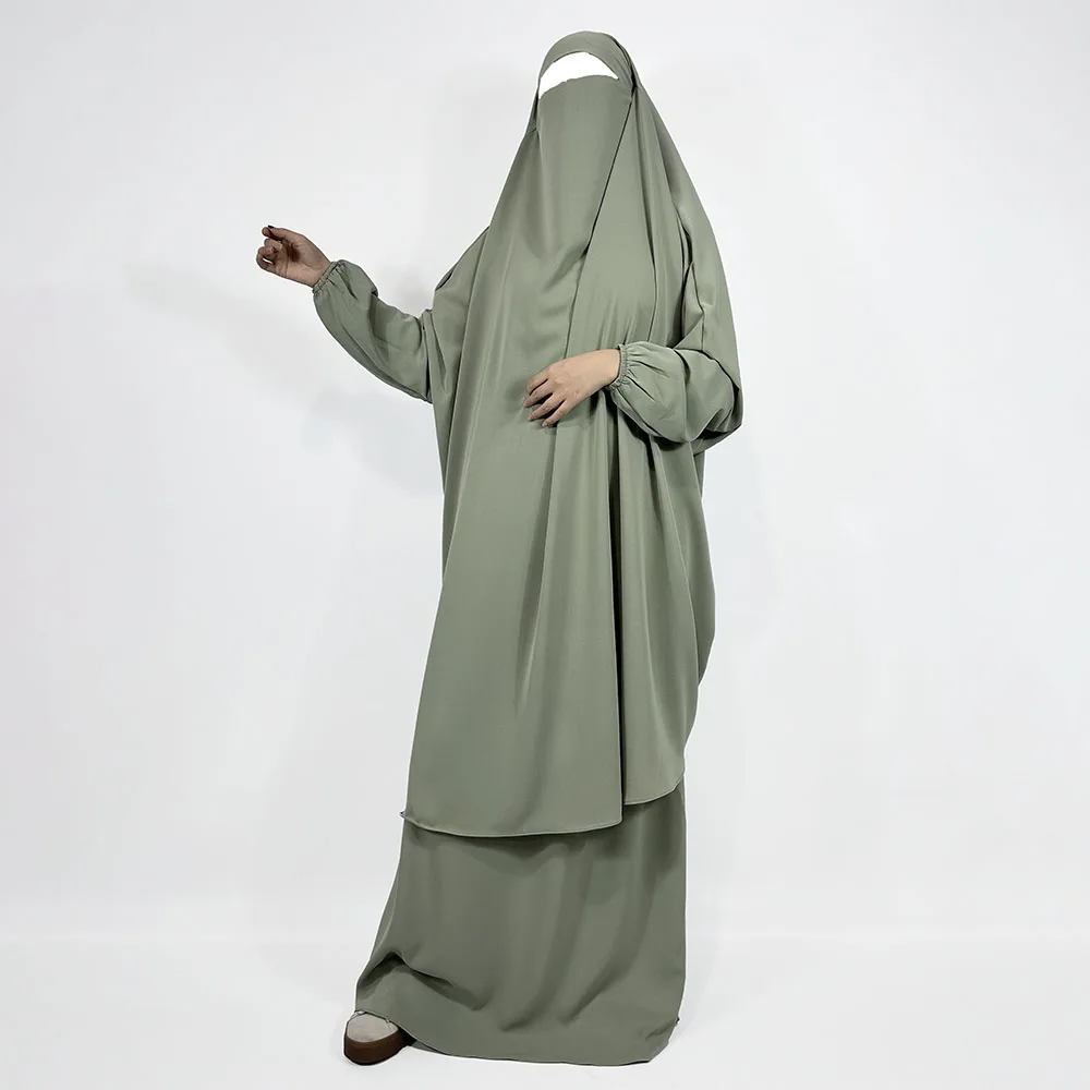 Юбка Jilbab с карманами из двух предметов легкая дышащая Нида со струнами Nida EID Ramadan Muslim оптовая продажа набор для молитв Абая
