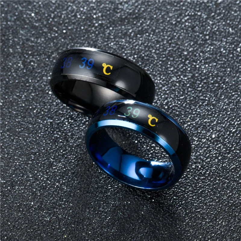 European and American Fashion New Intelligent Warmth Lover Ring Ecg Display Temperature Stainless Steel