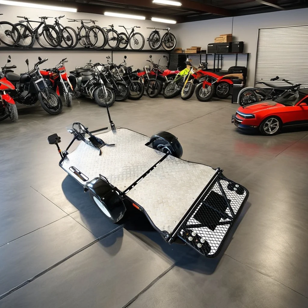 Hot single axle motorcycle trailer, hydraulic lift folding trailer