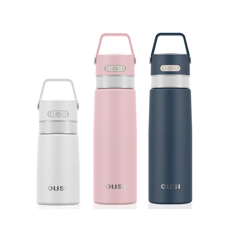 
Portable Handle Travel Wireless Rechargeable Blue Tooth Speaker Vacuum flask Stainless Steel Musical Water Bottle 