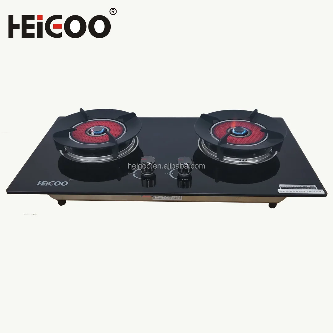 China burner built in gas stove glass
