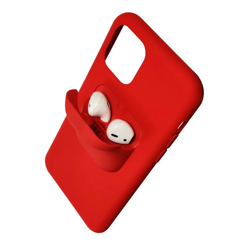 Wholesale Custom Waterproof 2 in 1 Hybrid Toghether With Holder Soft Silicone Phone Case Cover For iPhone 11 12 For Airpods Pro