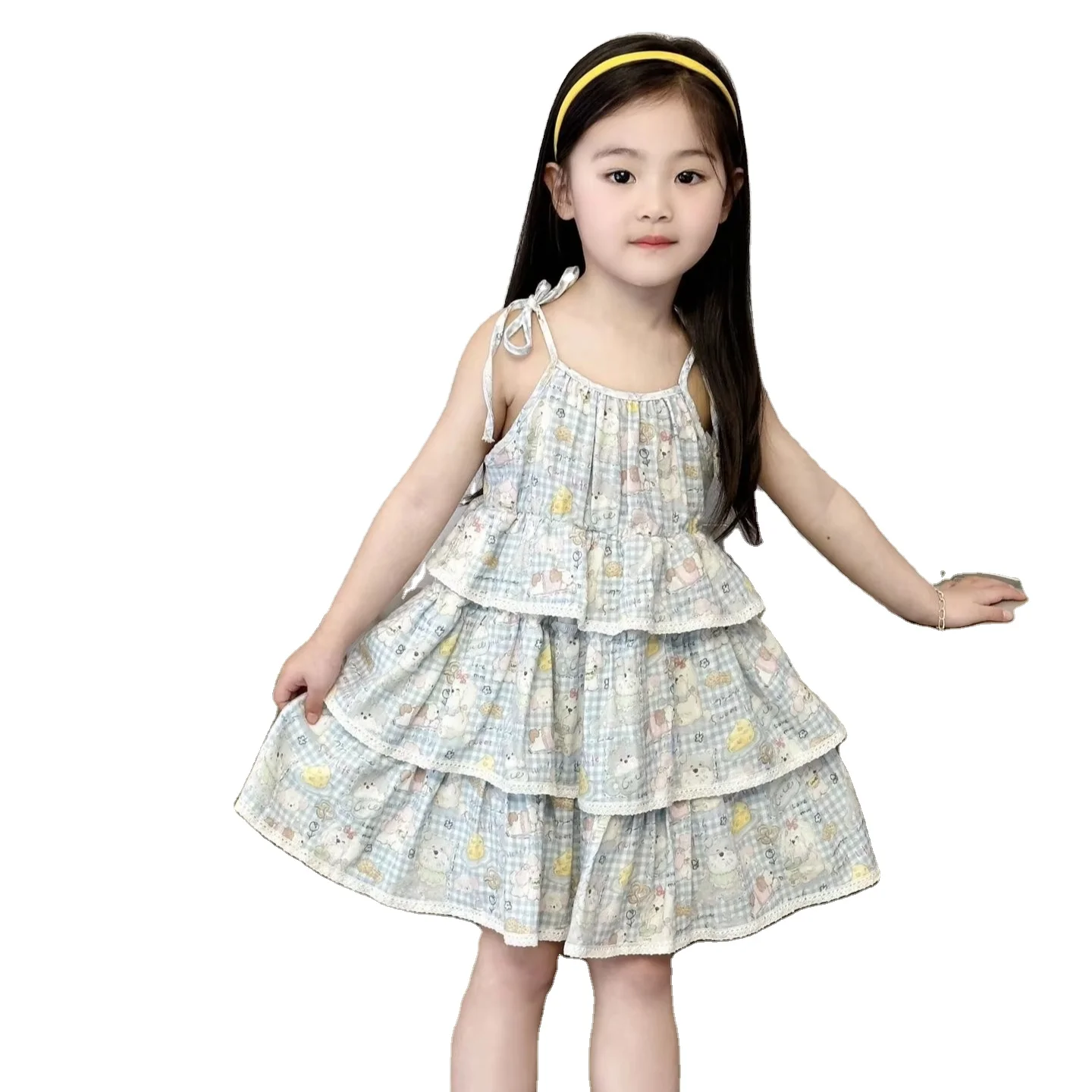 Shuoyang 2024 Girls Dresses Kids Clothing Custom Baby Girl Dress Spring Fall Lace  Bed Skirt Cute And Sweet Princess Dress