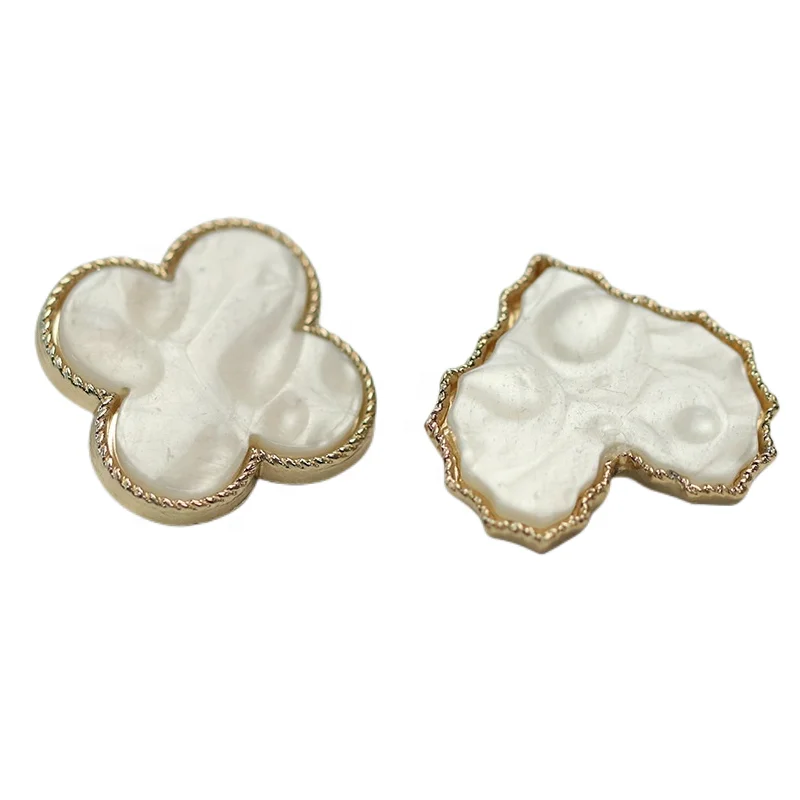 New pearlescence resin shell plastic metal oil powder shank AB color button sewing on for tweed knitting coat sweater clothing